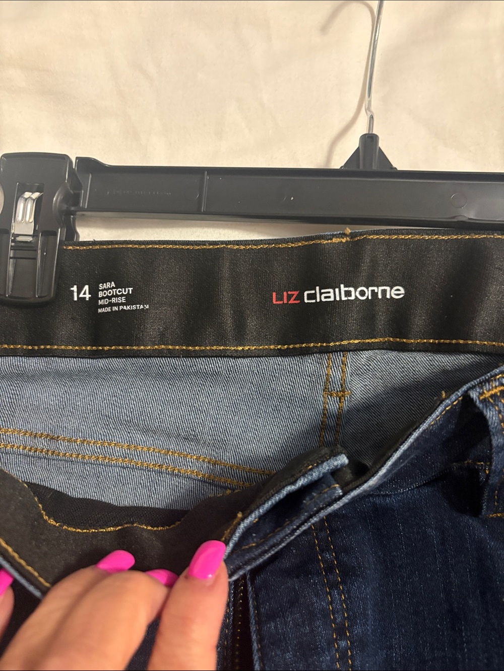 Liz Claiborne Women’s Boot Cut Jeans - Dark Blue Denim - Picture 3 of 3